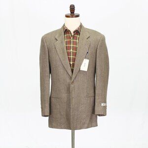 Mani 38R Beige Blazer Sport Coat Jacket 2-Button Herringbone Y556